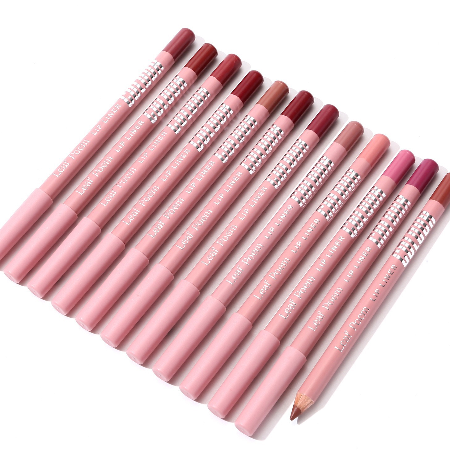 Pensil Lipliner Matte 12 Warna Lipstik Noda Menepuk Tahan Air Lip Liner Merah Muda Nude Alami Garis Besar Riasan Kontur Bibir