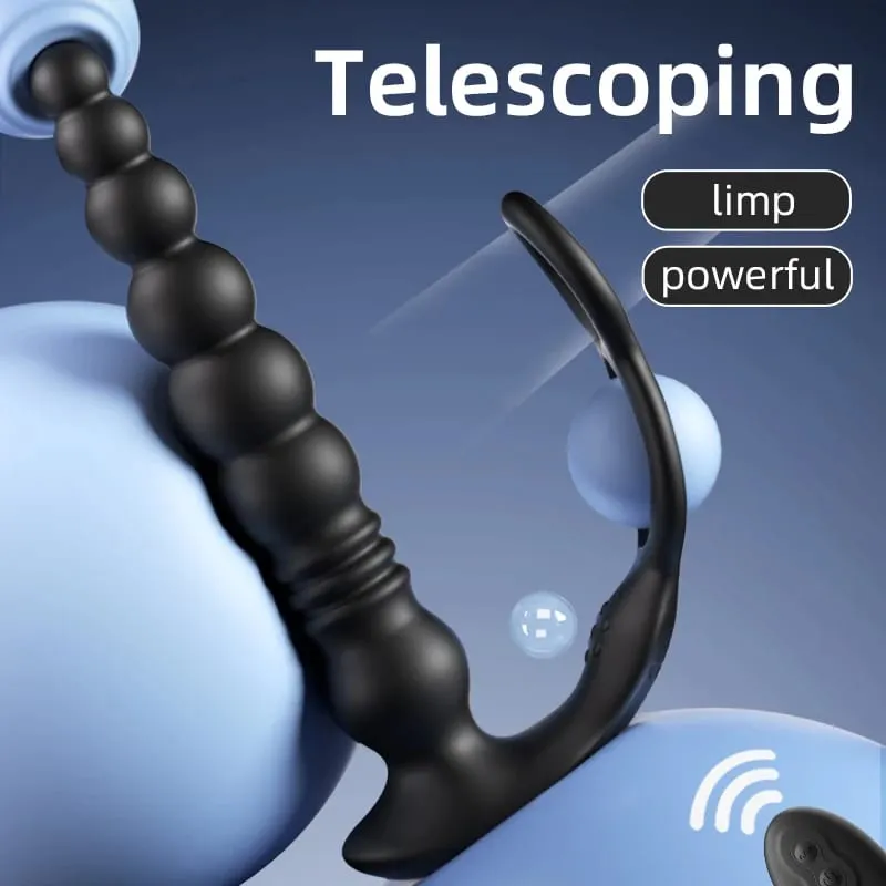 Remote Control Sex Toys Delay Ejaculation Lock Pull Beads Telescopic Vibrating Double Rings Anal Prostate Stimulation Pleasure