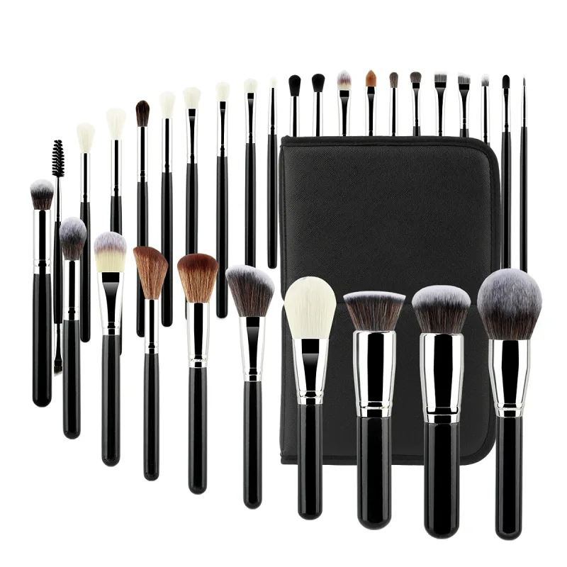 30Pcs Professional Makeup Brushes Set With Portable Storage Bag Black And White Bristles Fully Meet Makeup Needs