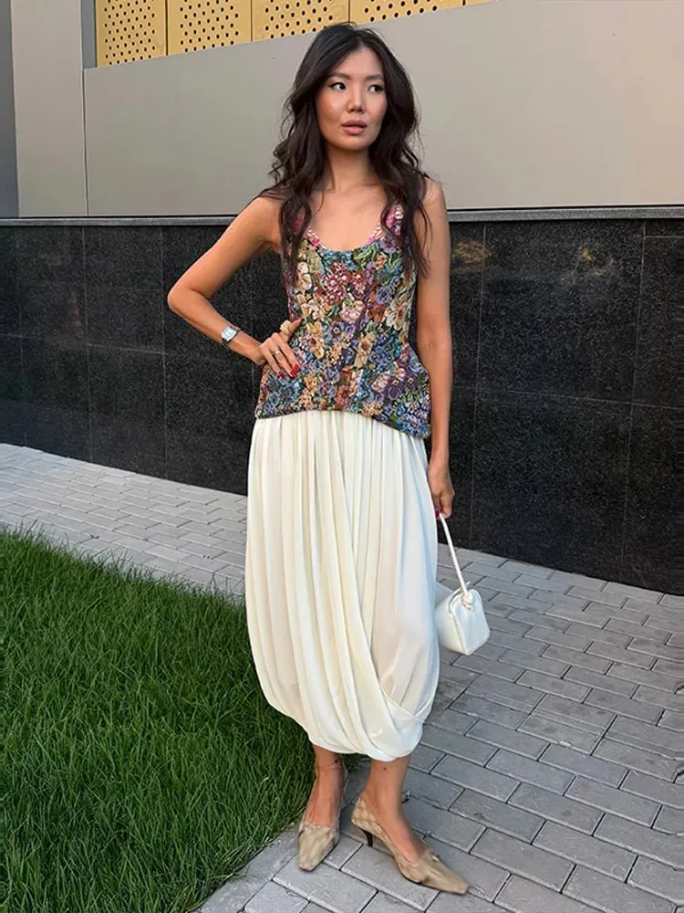 Floral Print Cami Corset Top Thin Straps U Neck Structured Waist Pointed Hem Vintage 2026 Spring Summer Vacation Lady Chic Top — image 4