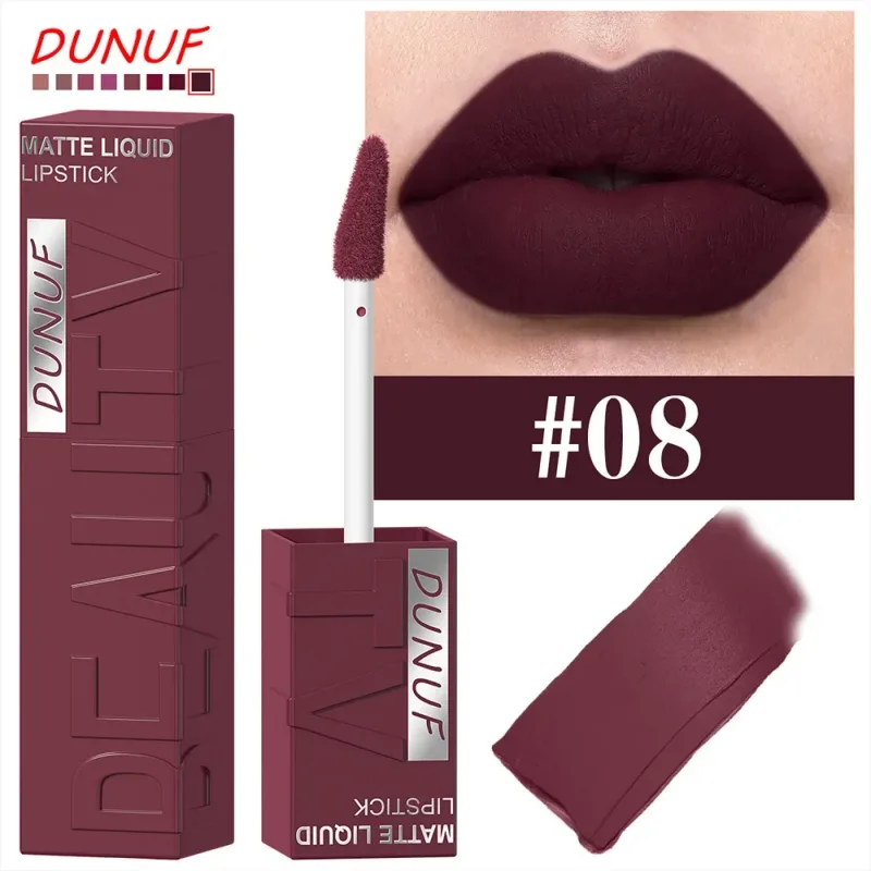 8-Color Lip Matte Smooth Easy-to-Apply Square Gloss Tube Velvet Waterproof Three-Dimensional Sexy Plumping Lipstick Makeup