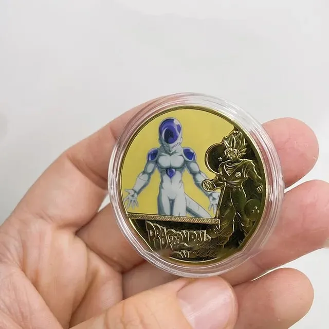 Dragon Ball Banhado A Ouro Moeda de Ouro Son Goku Vegeta Moedas Comemorativas Crianças Clássico Anime Periféricos Coleção Brinquedo Lembrança