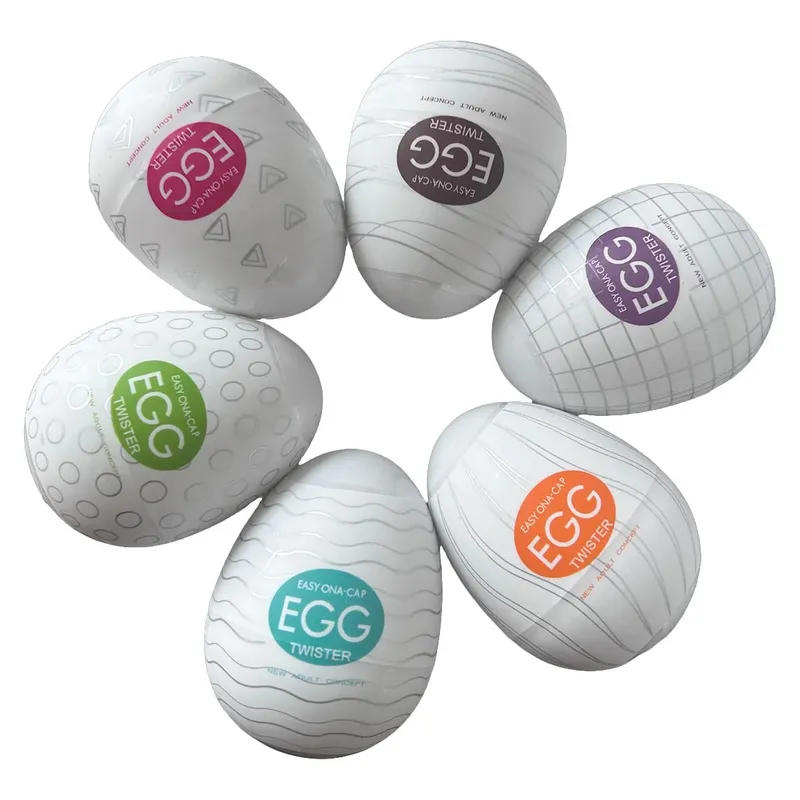 6pcs Mini Cups Masturbator Egg Portable Stimulator Penis Massager Soft Rubber Adult Sex Toys Men Realistic Vagina Pocket Pussy