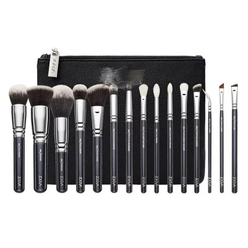15 Brown/Black Brushes Loose Powder Blusher Eye Shadow Eyebrow High Gloss Makeup Brush