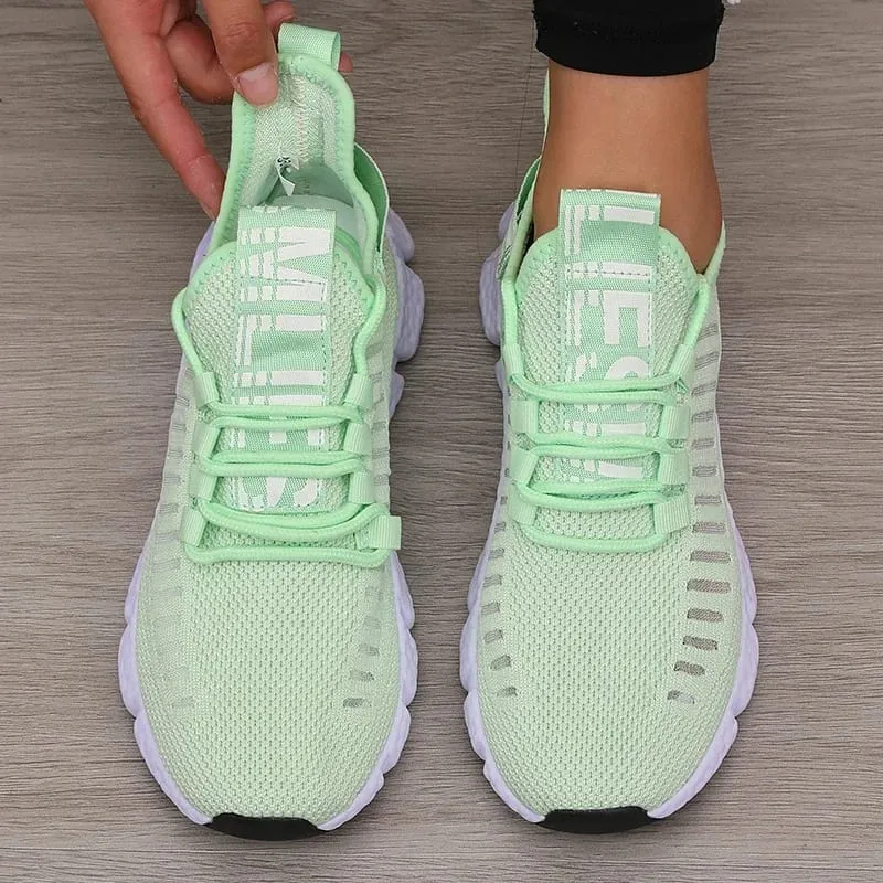 Women's Sports Shoes Mesh Lightweight Soft Sole Jogging Strap Breathable Fashion Sports Walking Casual Tennis Flat Shoes for Men