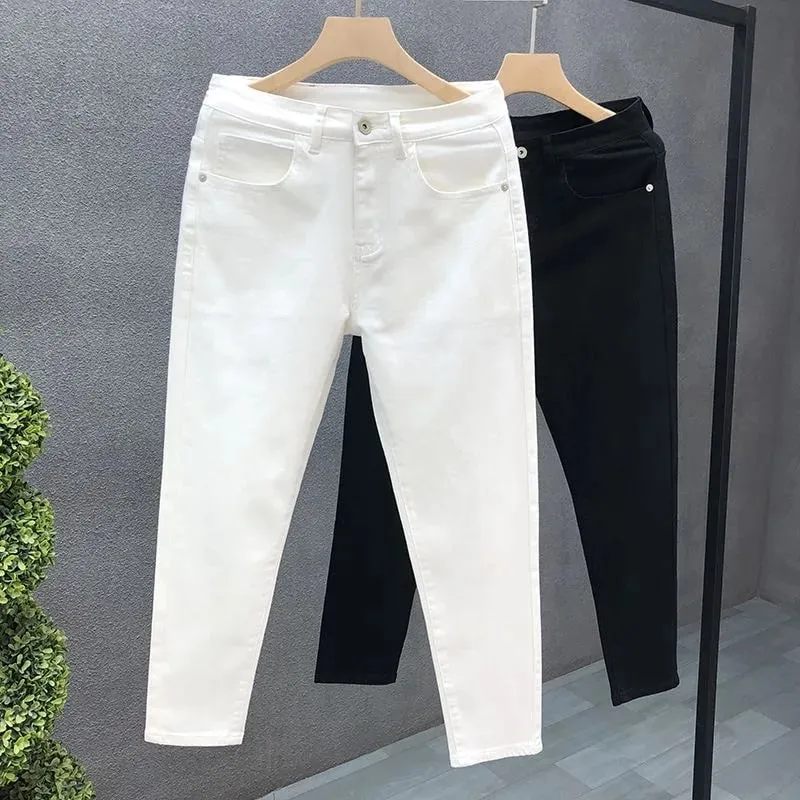 2023 Spring and Autumn New Classic Fashion Solid Color Elastic Casual Jeans Men's Comfortable High-Quality Small Foot Pants 36 — image 2