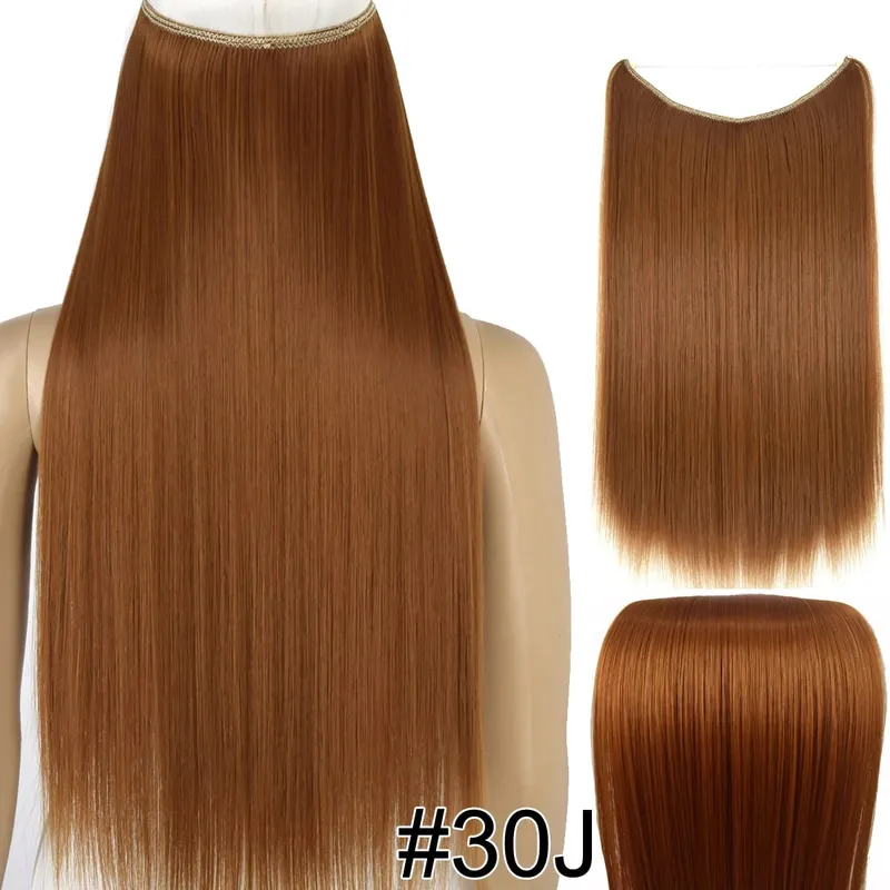 Synthetic Heat Resistant Hair Silky Straight Elasticity Invisible Wire Hair Extensions 8006