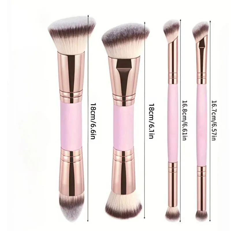 4pcs Dual-ended Basic Makeup Brushes Set With Box Foundations Powder Blush Details for Eyeshadow Brushes Beginner Travel