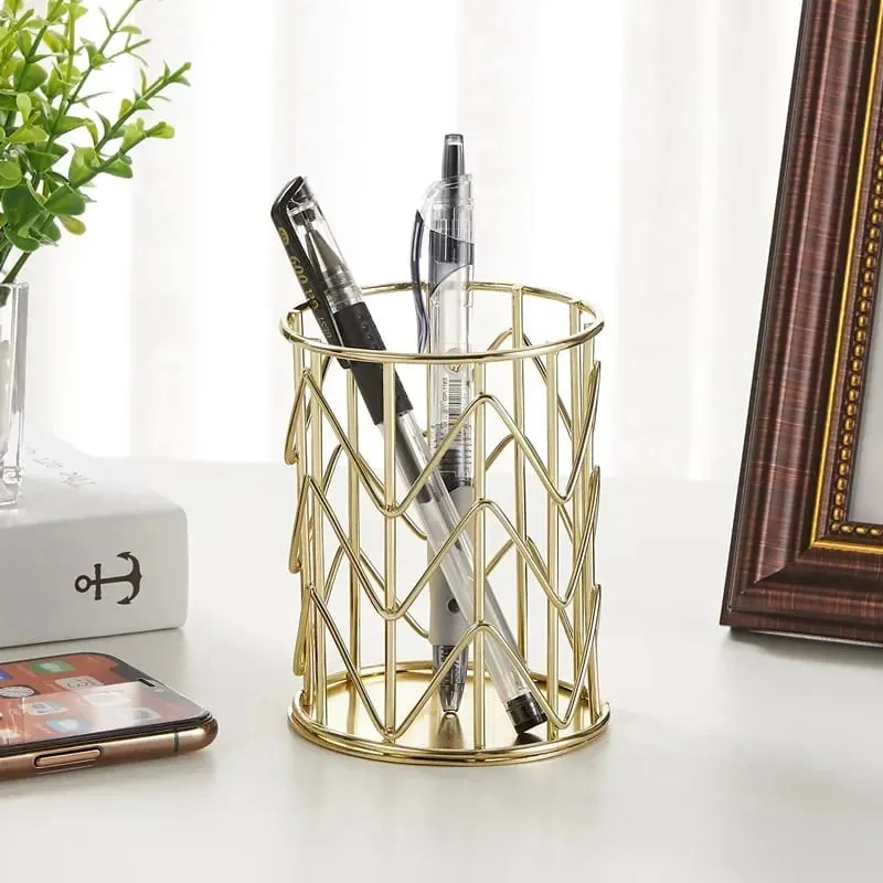 Cosmetics Makeup Brushes Storage Box Cylindrical Case Storage Lipstick Brush Pen Holder Organizer Wrought Iron Pen Storage