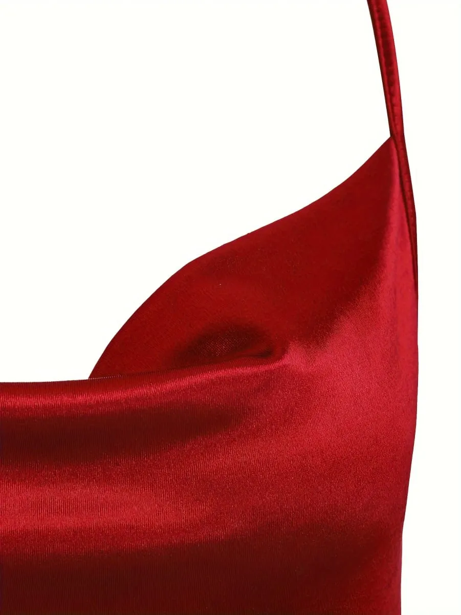 2024 Lady Va Voom Satin Hip Suspender Dress na Pambabae