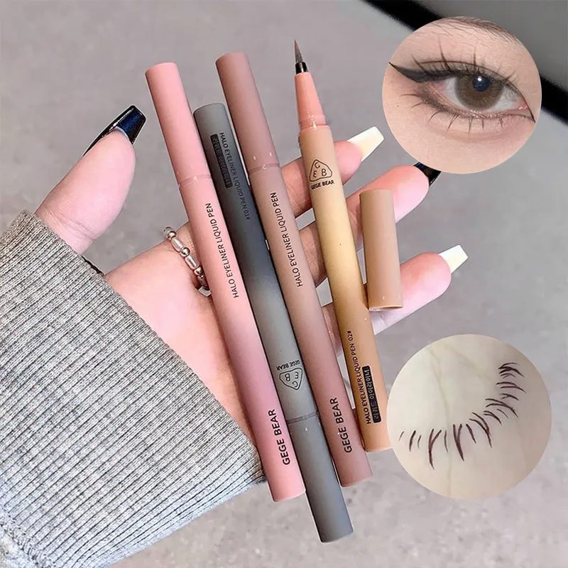 Waterproof Quick Dry Liquid Eyeliner Pen Ultra-fine Matte Black Brown Lasting Lying Silkworm Eyeliner Pencil Natural Eyes Makeup