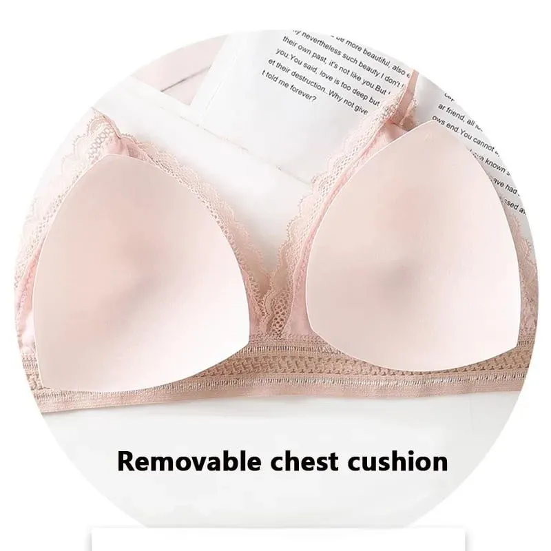 Lace Back Women Bra Set Without Steel Rims French Triangular Cup Comfortable Chest Covering Stretchable Skin Friendly Underwear — image 4