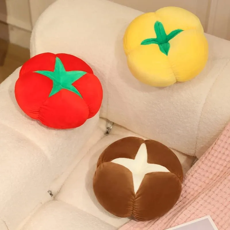 Kawaiiจำลองผักผลไม้Plush Cushion Persimmonเห็ดหอมมะเขือเทศนุ่มตกแต่งหมอนสำหรับห้องนอนโซฟาของขวัญ — image 7