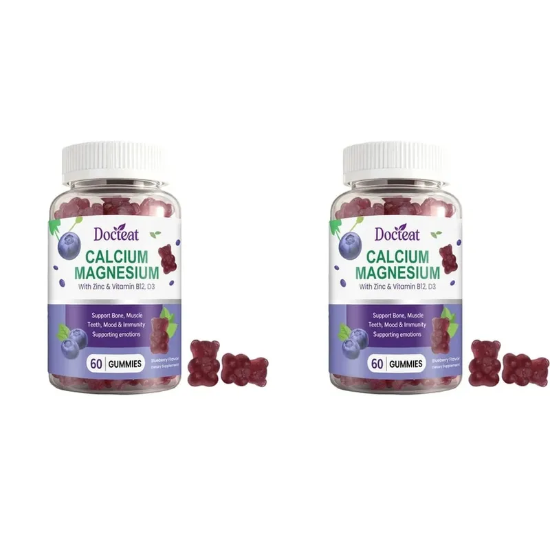Calcium Magnesium Gummies with Zinc and Vitamins D3 B12 and B6 for Bone Teeth Mood & Immunity Support 60 Gummies
