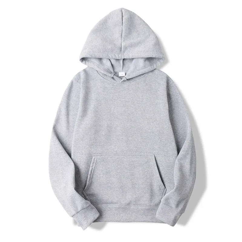 new mens solid grey Hoodies Autumn Long Sleeve Pullover Tops Casual Pocket Hoodies Unisex Outer Loose Sport Wear