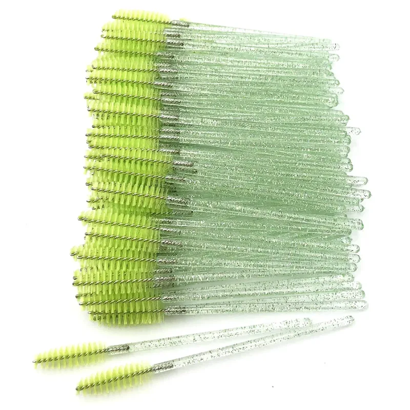 50Pcs/Pack Disposable Micro Eyelash Brushes Mascara Applicator Wand Brushes Comb Eye Lashes Brush Makeup Tools Gold Handle