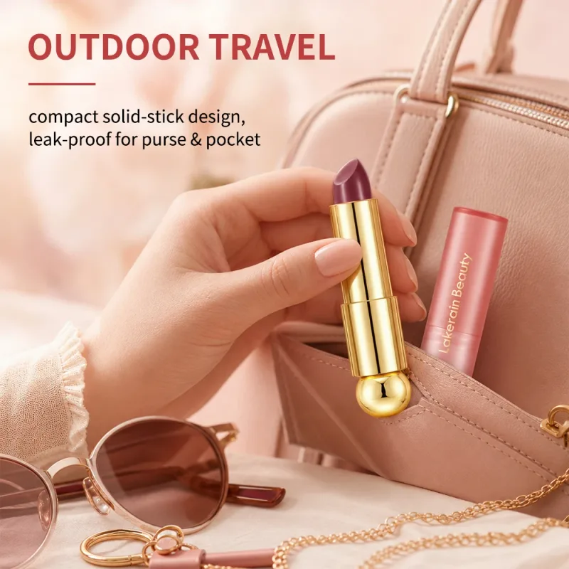 3‑in‑1 Solid Tinted Lip Oil Stick Glass Plump Glossy Finish Buildable Color Nourishing Apple Seed Oil Lip Care Makeup