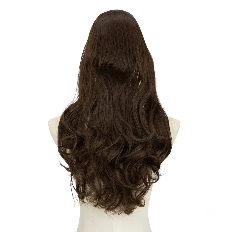 U-Part Synthetic Clip In Hair Extension Long Thick Curly Natural Blonde Flase Hair Hairpieces For Women Heat Resistant