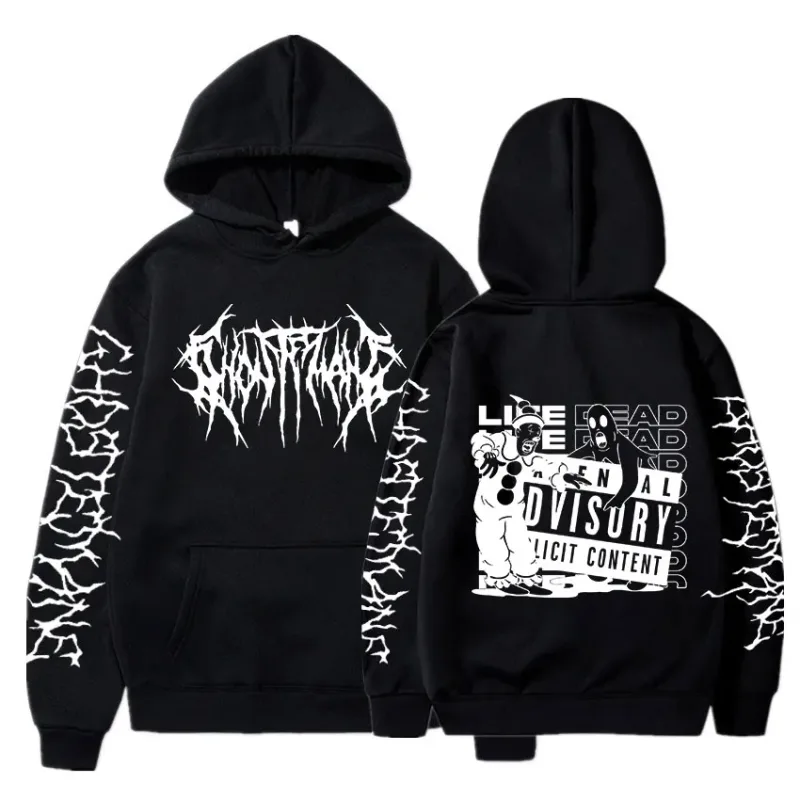 Ghostemane dubbelzijdig print hoodie herenmode hiphop metal rock hoodies gothic oversized sweatshirt trainingspak streetwear