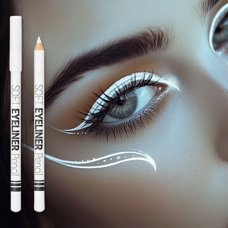 1/12pcs White Eyeliner Makeup Smooth Easy To Wear Lasting Eyes Brightener Waterproof Fashion Eyes Liner Pencils Eye Makeup Tool — image 1