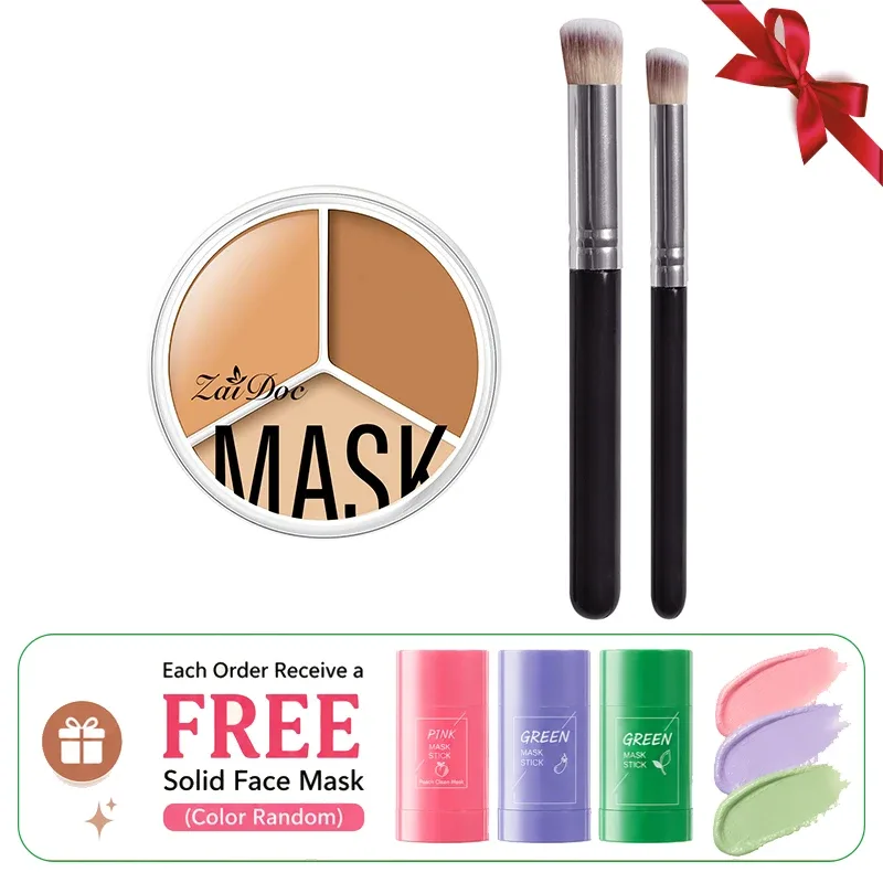 ZaiDoc 3 Colors Concealer Palette Full Coverage Long Lasting Cream Corrector for Acne Dark Circles Eye Bags Natural Makeup 15g Each