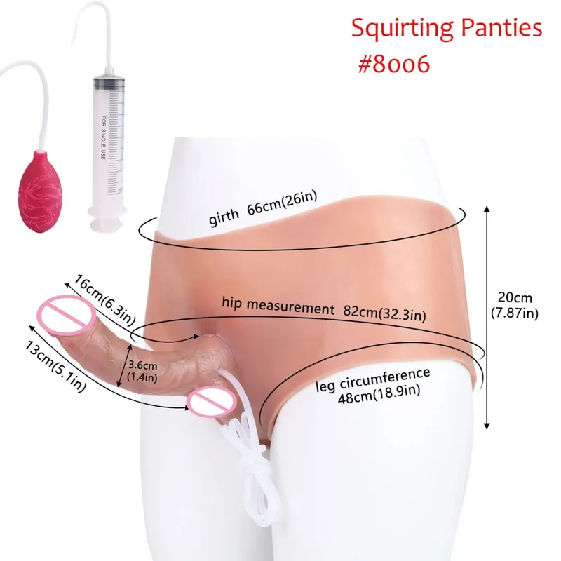 Black Nude Strapon Big Realistic Ejaculation Dildo Silicone Squirting Panties With Simulated Solid Penis Sex Toy For Women — image 12