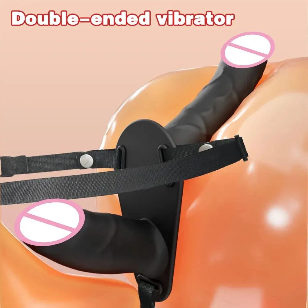 Double Head Artificial Penis Wearable Electric Strapon Vibrator For Lesbian Vibrating Sex Toys Strap On Belt Dildos For Girl — image 3