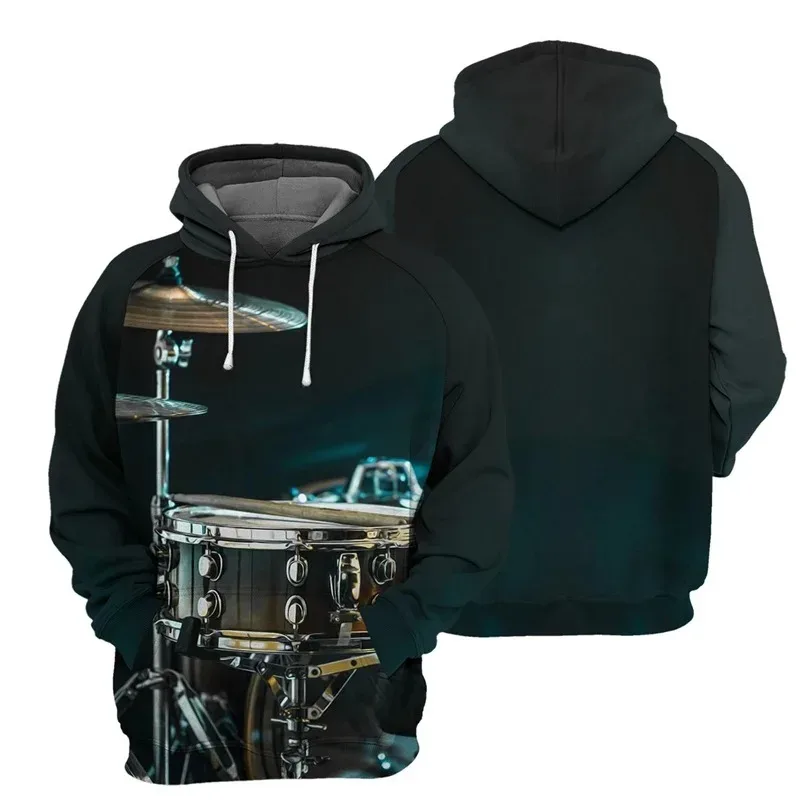 2024 Spring Autumn Men Women Hoodie Piano Guitar 3D Printed Pullover Fashion Long Sleeve Hooded Clothing Male Popular Streetwear
