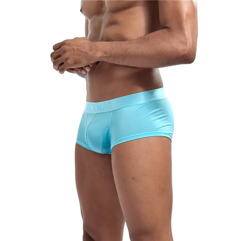 Sexy Ultra-thin Ice Silk Material Men's Underwear Fashion Solid Color Boxer Briefs Summer Cool and Breathable Male Trunks — image 2