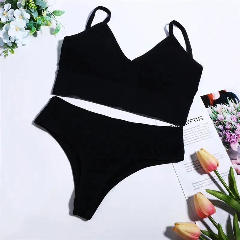 Lingerie Women's UnderwearSexy Sport BralettSeamless BraSet Low Waist TraceThong Sports Two Piece Bra Woman Clothing Short Sets