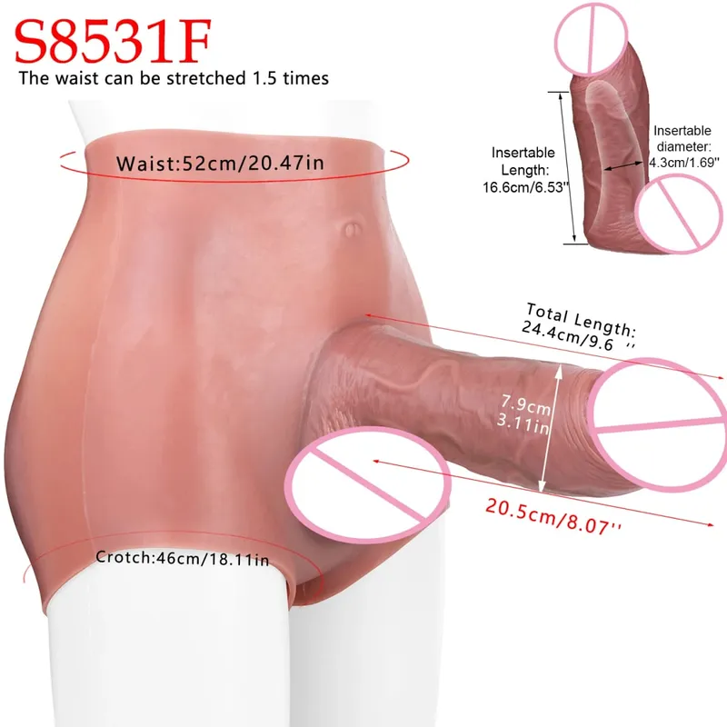 Manchon de pénis réaliste taille haute, sangle sur gode creux, culotte en Silicone, extension de bite, jouet sexuel pour hommes