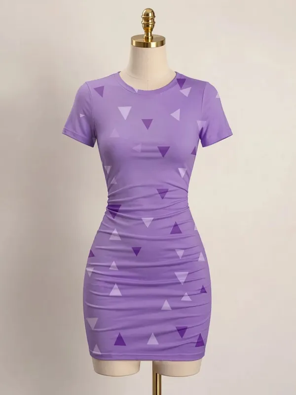 Mulheres manga curta bodycon mini vestido fino ajuste tripulação pescoço floral impressão casual festa de verão bonito elegante suave férias vestido de verão — image 15