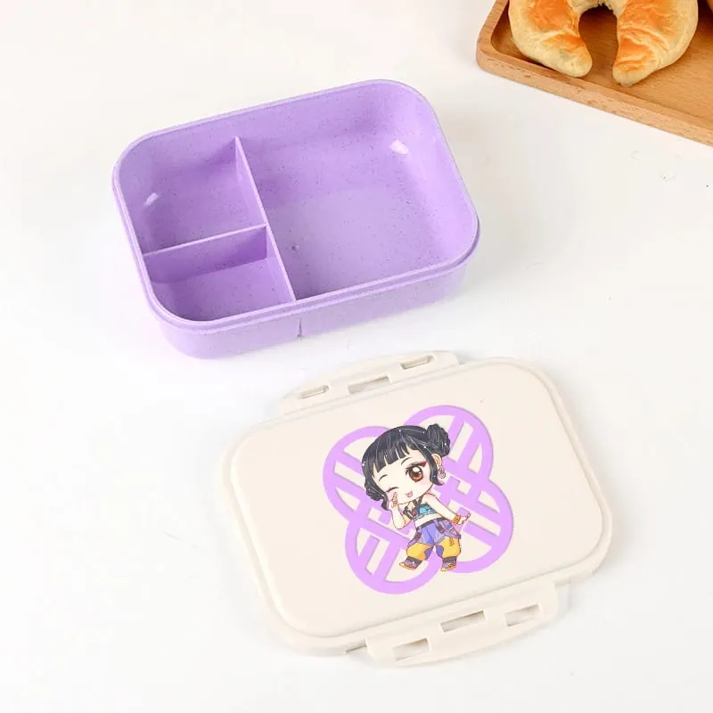 Demon Hunters Lunch Box for Boy Girl Cute Mira Zoey Jinu Portable Plastic Bento Box with Dinnerware Food Fruit Container