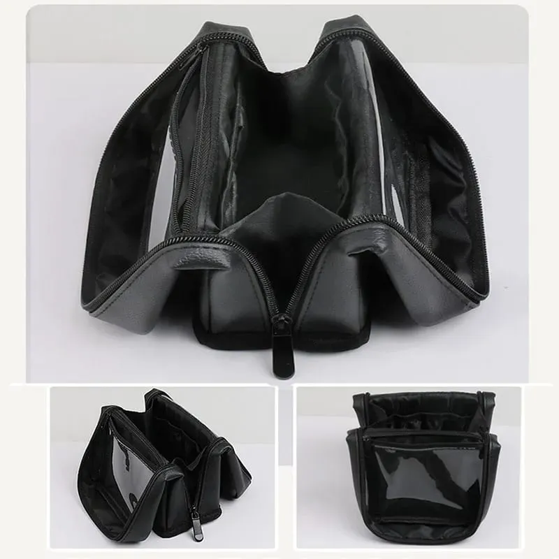 Leather Makeup Brushes Storage Bag Stand-up Makeup Brushes Organizer Bags Large Capacity Foldable Comestic Tool Bags With Zipper — image 5