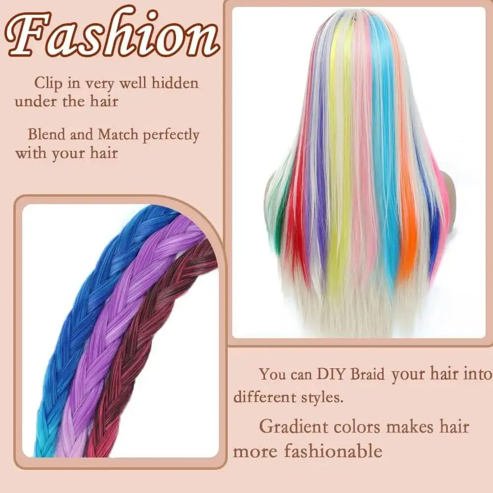 5PCS Gerade Clip In Haarverlängerungen Synthetische Highlight Clip Auf Haarteile Mode Haar Für Frauen Täglichen Party Cosplay — image 3