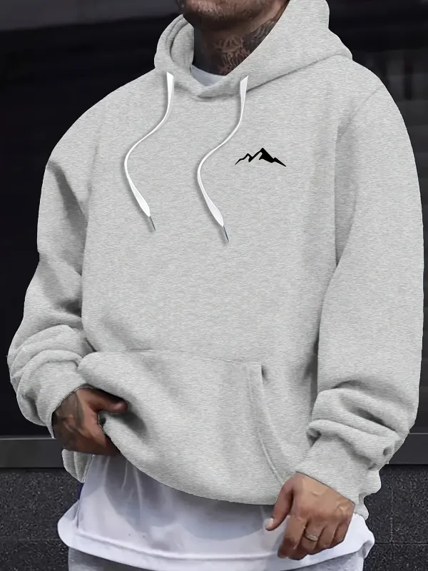 Sweat-shirt à capuche à manches longues pour hommes, mode décontractée, ample, imprimé montagne, pull chaud, automne et hiver