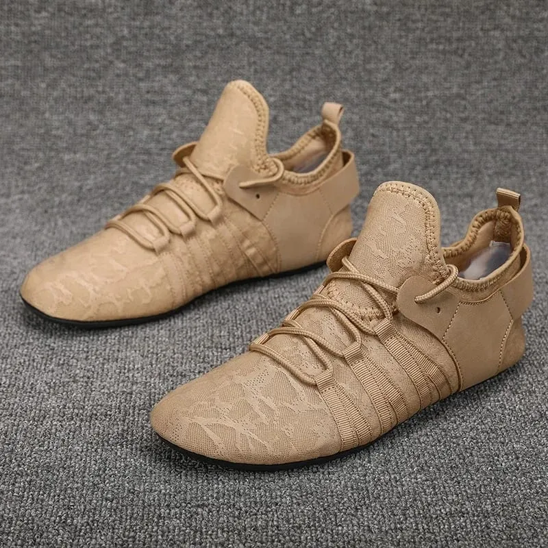 Men's Shoes Casual Flat Shoes Men Lightweight Comfortable Thin Bottom Lace Up Men Shoe Driving Walking Shoes Men Footwear — image 3
