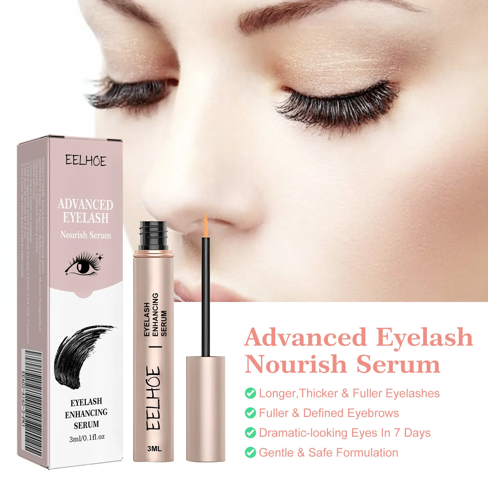 7 Days Eyelash Growth Serum Natural Eyelashes Enhancer Longer Thicker Curling Eyebrows Lifting Eye Care Fuller Lashes Products
