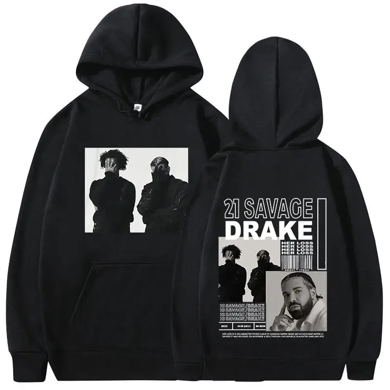 Rapper Drake Music Album Cover Graphic Hoodies Men's Fashion Hip Hop Vintage Sweatshirts Autumn/Winter Fleece Warm Pullovers Y2k