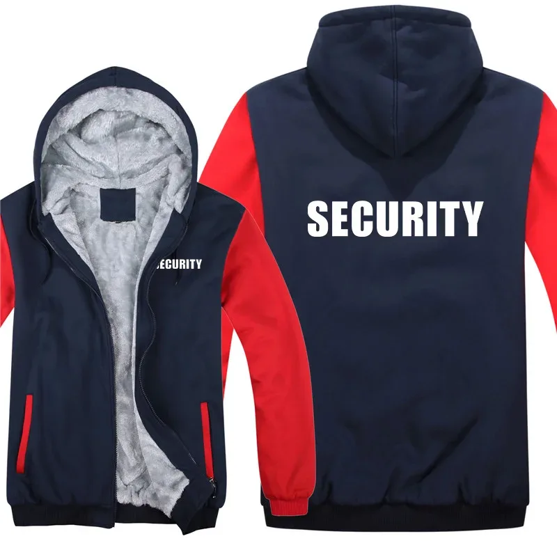 Security Hoodies Men Cool Winter Thicken Wool Liner Security Professional Work Clothes Sweatshirts Pullover Jacket