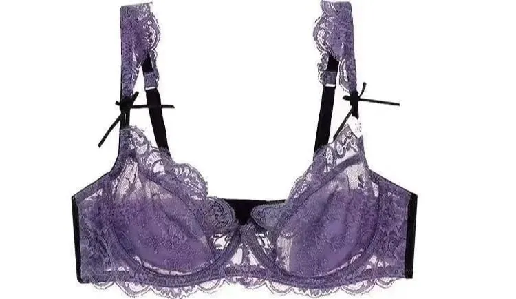 French Romance Lace Bralette Push Up Bra Ultra Thin Non Padded Wirefree Unlined Big Bust Minimizer Lingerie Set BANERDANNI S-XL