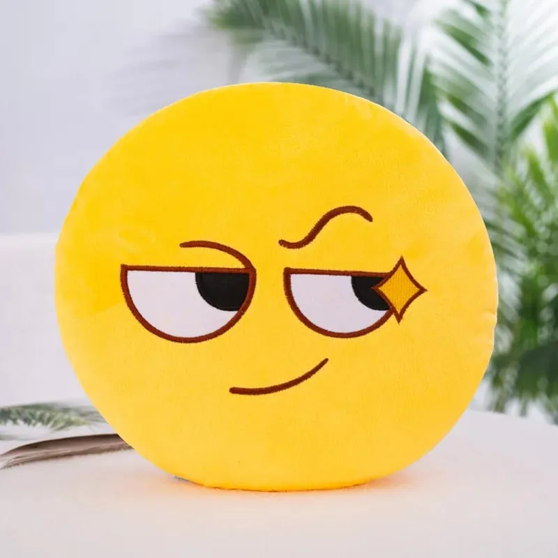 32cm Meme Emoji Smiley Face Plush Pillow Super Cute Soft Hugging Pillow for Sleeping Rest And Cushion - Toy Gift