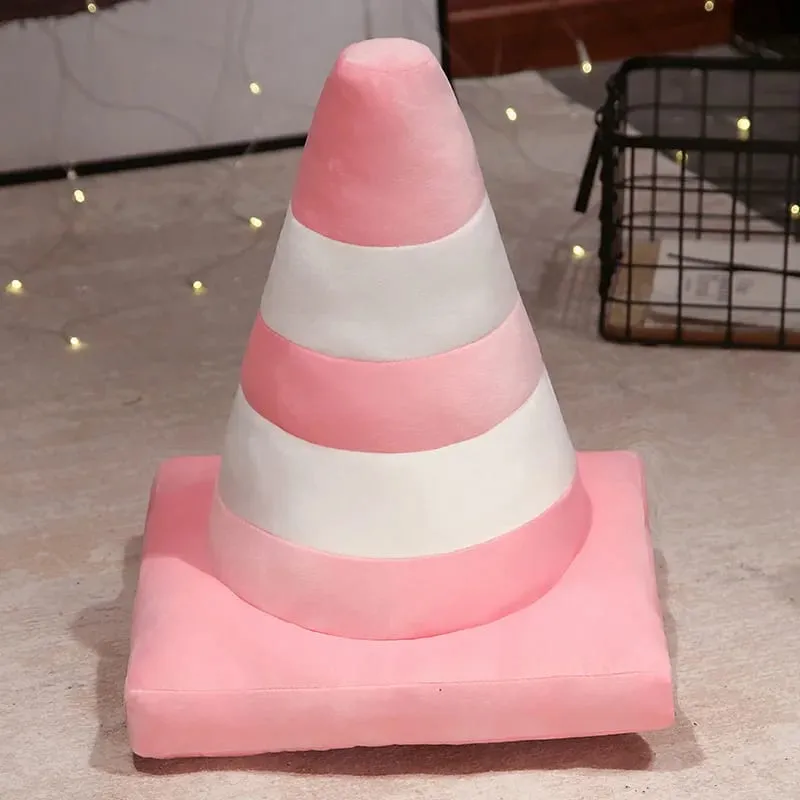 Simulation Traffic cone Plush Pillow Creative Roadblock Stuffed Toy Construction Cone Sign Cushion Doll Kids Boys Road Game Gift — image 14