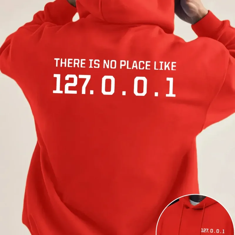 Programmer Geek 127.0.0.1 Hoodies gráficos de texto para homens com estampa dupla face macia de lã solta com capuz