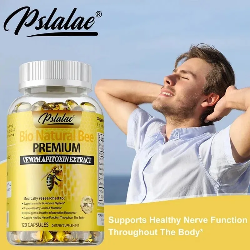 Natural Bee Venom Extract Capsules - Glucosamine Chondroitin Supplement Relieves Joint Pain and Stiffness Promotes Bone Health
