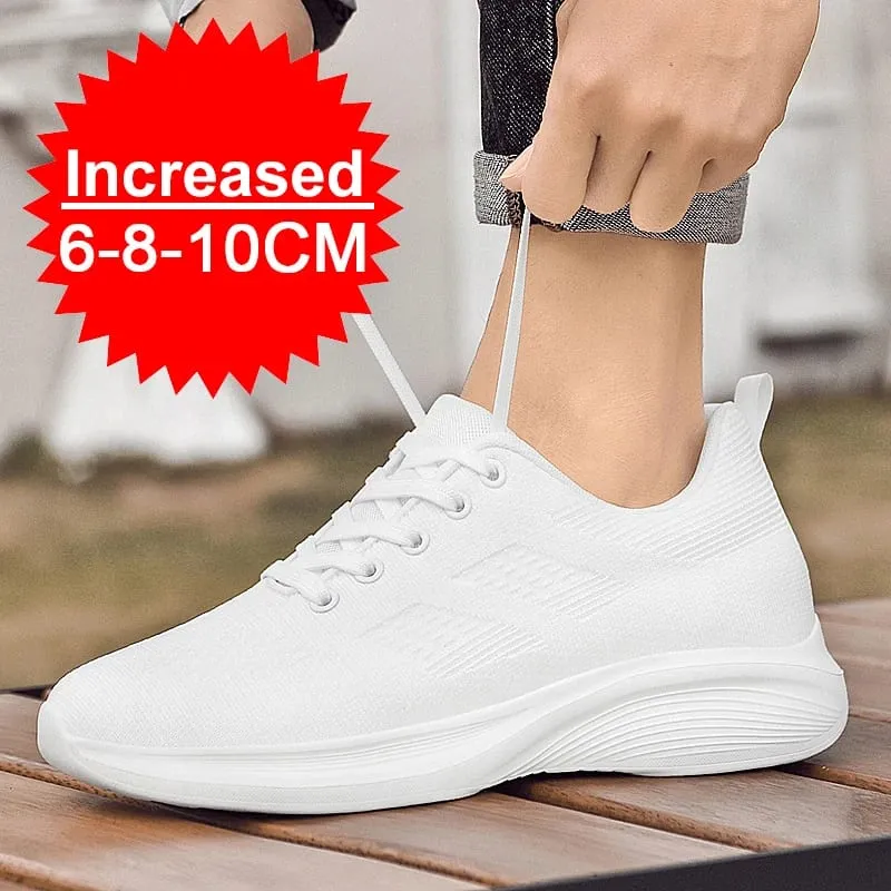 Flying Weaving Breathable Increase 8/10cm Invisible Height Increasing Casual Sneakers Men All Match Non-Slip Soft Walking Shoes