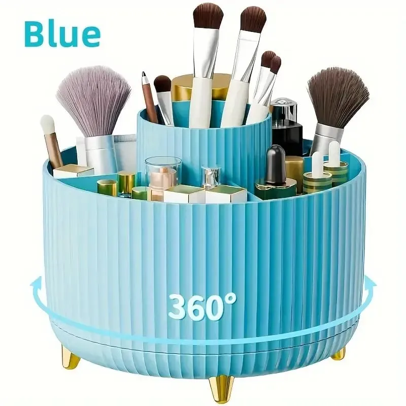 5 Slot 360° Rotating Makeup Brushes Holder Organizer Multi-Functional Desk Storage Cosmetics Storage for Vanity Desktop Bathroom — image 15