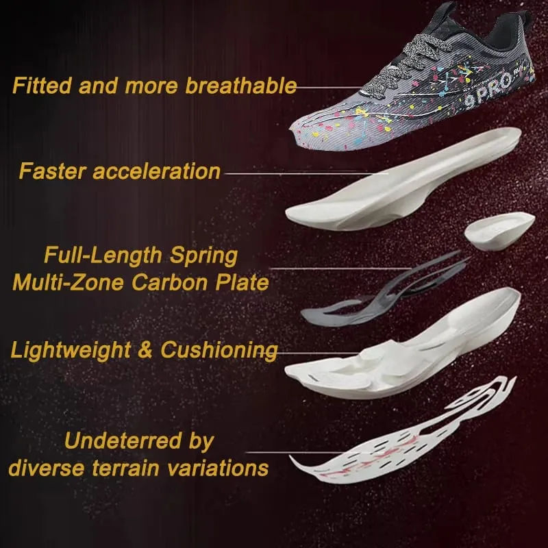 New Carbon Plate Men's Running Shoe Night Fluorescent Cushioning Sneakers Women Lace-Up Lightweight Casual Shoes Jog Shoes