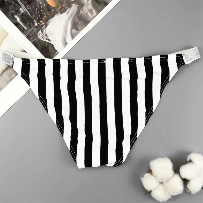 Ceinture brillante rayée pour hommes, slip Sexy à fourche haute, élastique et confortable, culotte à poche bombée, sous-vêtements taille basse à séchage rapide
