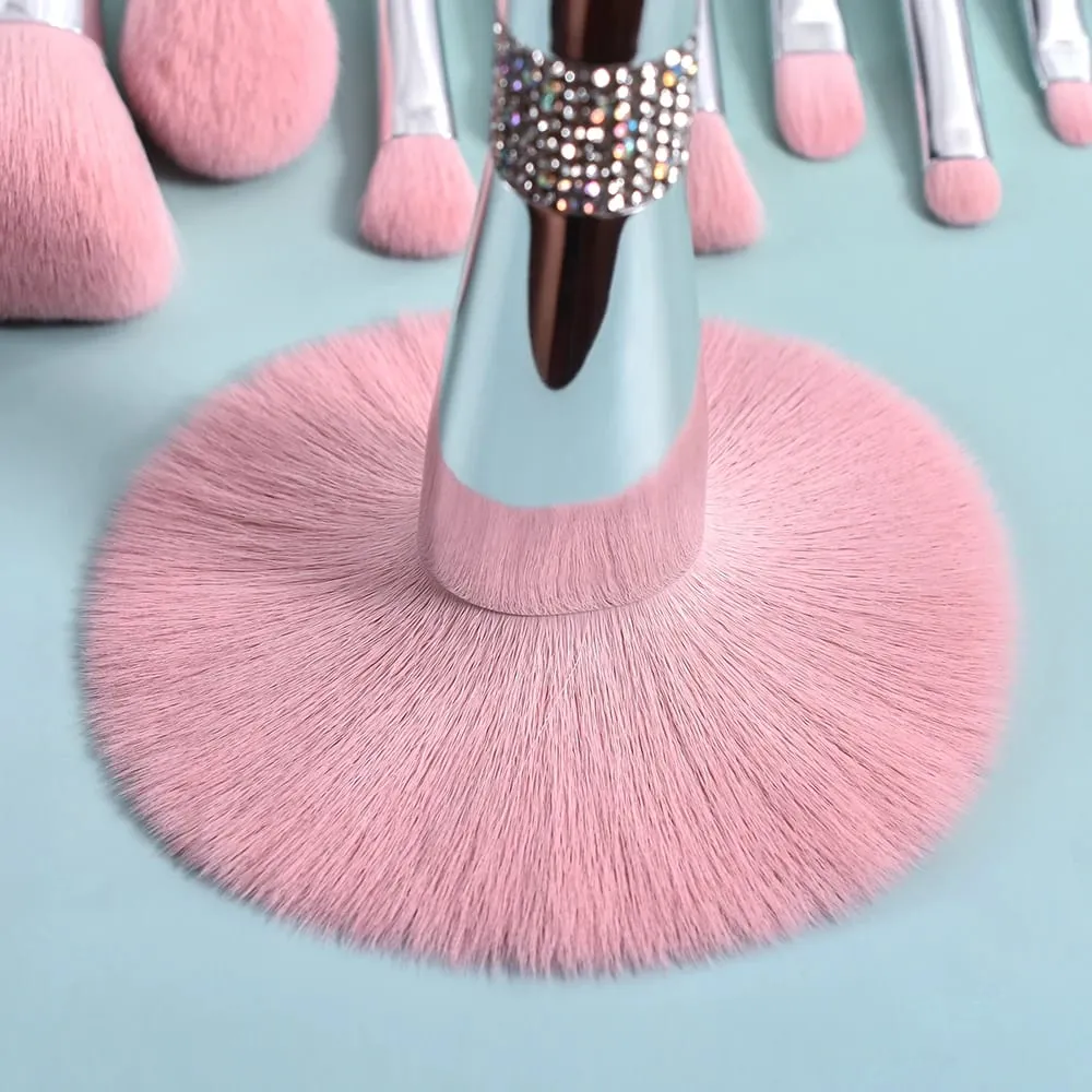 New 11 Pcs/set Diamond Makeup Brushes Set Powder Foundation Blush Contour Eyeshadow Brow Lashes Cosmetic Brushes Beauty Tools